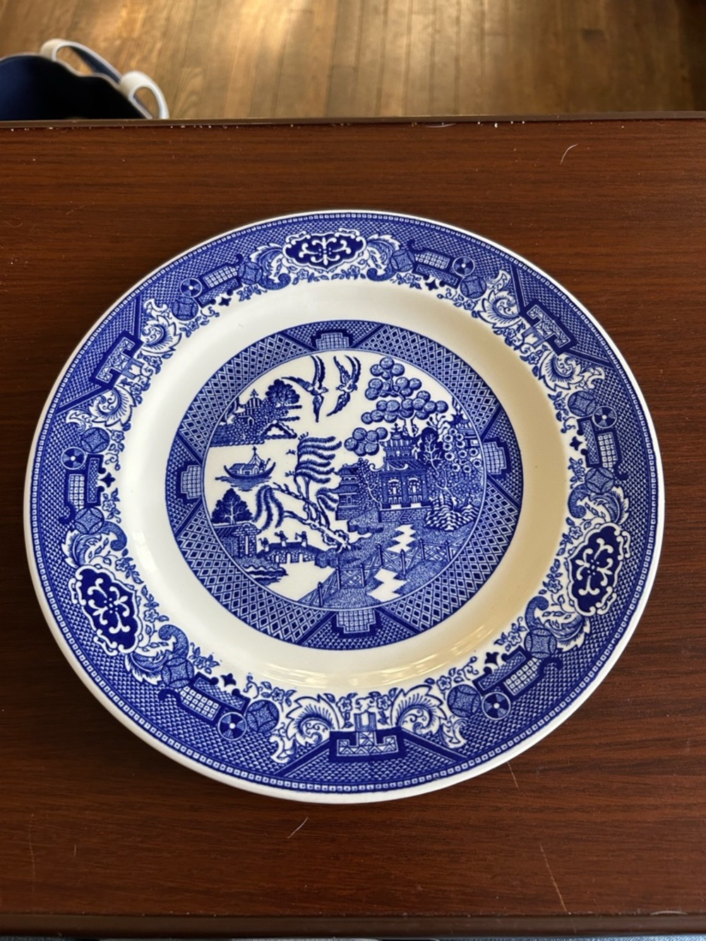 Beautiful Willow Ware 10” dinner plate. Complete a set or use on a plate wall